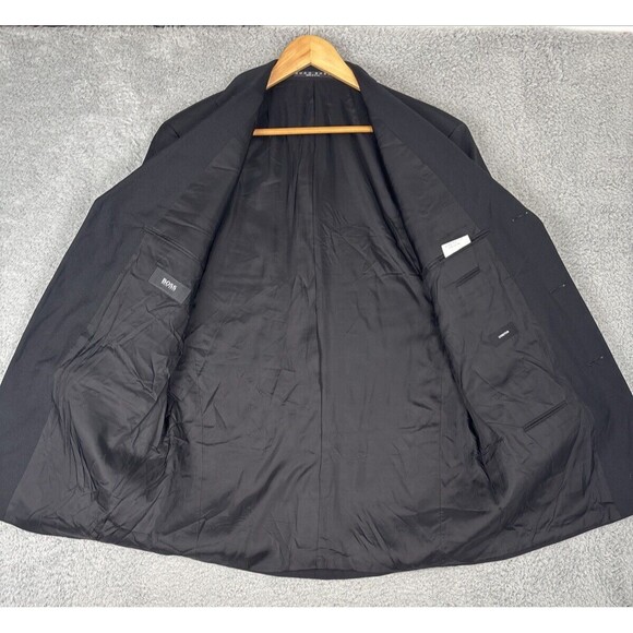 Boss Hugo Boss Stretch Mens Three Button Blazer Jacket Black Wool Size 42 Reg - Picture 3 of 10